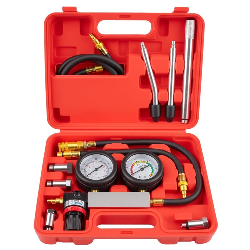 Marvelity Cylinder Leak Down Tester Kit, Automotive Engine Compression Leakage Test Kit with Extension Rod, Multi-Function for Gasoline Engines, Pressure Check & Leakage Rate Test on Cars, Motorcycles - Image 1